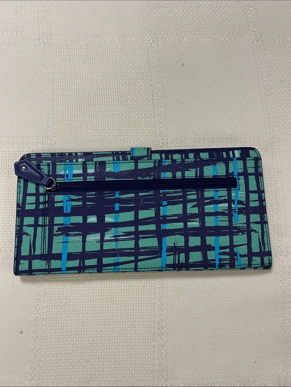 Vera Bradley Teal and Navy Grid Print Wallet